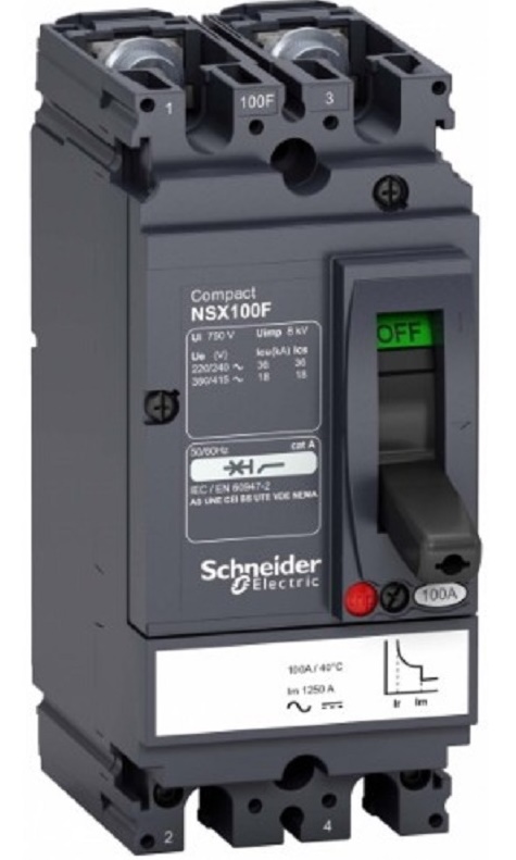 Выключатель автоматический в литом корпусе Schneider Electric Compact NS NSX100F 2п 100А 18кА